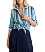 nz by NIC + ZOE Stripe Point Collar Long Sleeve Button Front Shirt - Image 1