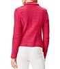 Color:Bright Rose - Image 2 - Textured Femme Boucle Knit Double Breasted Peak Lapel Long Sleeve Jacket