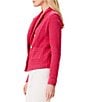 Color:Bright Rose - Image 4 - Textured Femme Boucle Knit Double Breasted Peak Lapel Long Sleeve Jacket