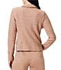 Color:Lark - Image 2 - Textured Femme Boucle Knit Double Breasted Peak Lapel Long Sleeve Jacket