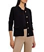 NIC + ZOE Trimmed Weave Mix Knit Band Collar Long Sleeve Button-Front Jacket - Image 1