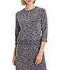 NIC + ZOE Tweed Stitch Knit Round Neck 3/4 Sleeve Coordinating Sweater - Image 1