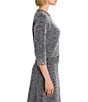 NIC + ZOE Tweed Stitch Knit Round Neck 3/4 Sleeve Coordinating Sweater - Image 3