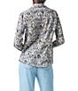 Color:Blue Multi - Image 2 - Up Beat Woven Ikat Print Point Collar Long Sleeve Button-Front Shirt
