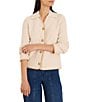 NIC + ZOE Velvet Cord Knit Spread Collar Long Bishop Sleeve Button-Front Jacket - Image 1