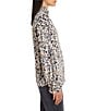 NIC + ZOE Woven Abstract Leopard Ruffle Stand Collar Long Sleeve Button-Front Shirt - Image 3
