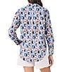Color:Blue Multi - Image 2 - Woven Circle Print Point Collar Long Sleeves Button Front Shirt