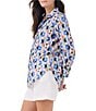 Color:Blue Multi - Image 4 - Woven Circle Print Point Collar Long Sleeves Button Front Shirt