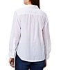 Color:Paper White - Image 2 - Woven Girlfriend Point Collar Long Roll Tab Sleeve Button Front Shirt