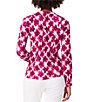 Color:Pink Multi - Image 2 - Woven In Bloom Print Split V-Neck Long Sleeve Top