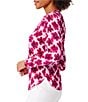 Color:Pink Multi - Image 4 - Woven In Bloom Print Split V-Neck Long Sleeve Top