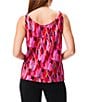 Color:Pink Multi - Image 2 - Woven Petal Splash Print Cowl Neck Sleeveless Tank Top