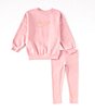 Color:Element Pink - Image 1 - Little Girls 2T-6X Long Sleeve Crew and Jogger 2-Piece Set