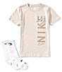 3BRAND Nike 3BRAND by Russel Wilson Big Boys Short Sleeve Wordmark T-Shirt, Color:Desert - Image 1