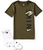 3BRAND Nike 3BRAND by Russel Wilson Big Boys Short Sleeve Wordmark T-Shirt, Color:Cargo Green - Image 1