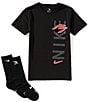 3BRAND Nike 3BRAND by Russel Wilson Big Boys Short Sleeve Wordmark T-Shirt, Color:Black - Image 1