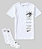 3BRAND Nike 3BRAND by Russel Wilson Big Boys Short Sleeve Wordmark T-Shirt, Color:White - Image 1