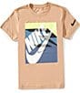 Nike 3BRAND By Russell Wilson Big Boys Short Sleeve Gradient Box Logo T-Shirt, Color:Hemp - Image 1