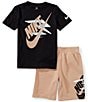 3BRAND Nike 3BRAND By Russell Wilson Big Boys 8-20 Short Sleeve Icon Logo Graphic T-Shirt & Coordinating Short Set, Color:Black - Image 1