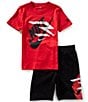 3BRAND Nike 3BRAND By Russell Wilson Big Boys 8-20 Short Sleeve Icon Logo Graphic T-Shirt & Coordinating Short Set, Color:Universe Red - Image 1