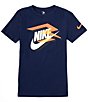 Color:Midnight Navy - Image 1 - Nike 3BRAND By Russell Wilson Big Boys 8-20 Short Sleeve Mash Up Graphic T-Shirt