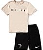 3BRAND Nike 3BRAND by Russell Wilson Big Boys Short Sleeve Wordmark T-Shirt & Shorts Set, Color:Beige - Image 1