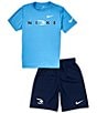 3BRAND Nike 3BRAND by Russell Wilson Big Boys Short Sleeve Wordmark T-Shirt & Shorts Set, Color:University Blue - Image 1