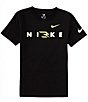 Color:Black - Image 1 - Nike 3BRAND By Russell Wilson Big Boys 8-20 Short Sleeve Wordmark T-Shirt
