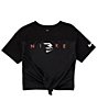 Color:Black - Image 1 - Nike 3BRAND By Russell Wilson Big Girls 7-16 Panel Mesh T-Shirt