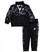 Color:Black - Image 1 - Baby Boys 12-24 Months Camouflage/Solid Color Block Tricot Jacket & Matching Jogger Pant Set