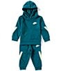 Color:Geode Teal - Image 1 - Baby Boys 12-24 Months Long Sleeve Taped French Terry Hoodie & Matching Jogger Pant Set
