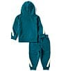 Color:Geode Teal - Image 3 - Baby Boys 12-24 Months Long Sleeve Taped French Terry Hoodie & Matching Jogger Pant Set