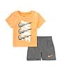 Color:Smoke Grey - Image 1 - Baby Boys 12-24 Months Short Sleeve Dropset Jersey T-Shirt & Double-Knit Shorts Set
