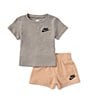Color:Hemp - Image 2 - Baby Boys 12-24 Months Short Sleeve Jersey T-Shirt & French Terry Shorts Set