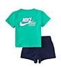Color:Green/Midnight Navy - Image 1 - Baby Boys 12-24 Months Short Sleeve Jersey T-Shirt & French Terry Shorts Set
