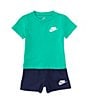 Color:Green/Midnight Navy - Image 3 - Baby Boys 12-24 Months Short Sleeve Jersey T-Shirt & French Terry Shorts Set
