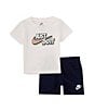 Color:Midnight Navy - Image 1 - Baby Boys 12-24 Months Short-Sleeve Just Do It Jersey T-Shirt & Fleece Shorts Set