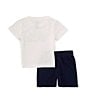 Color:Midnight Navy - Image 2 - Baby Boys 12-24 Months Short-Sleeve Just Do It Jersey T-Shirt & Fleece Shorts Set