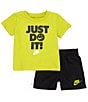 Color:Black/Green - Image 3 - Baby Boys 12-24 Months Short Sleeve Just Do It Jersey T-Shirt & French Terry Shorts Set