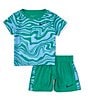Color:Stadium Green - Image 1 - Baby Boys 12-24 Months Short-Sleeve Printed Interlock T-Shirt & Solid Interlock Shorts Set