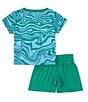 Color:Stadium Green - Image 2 - Baby Boys 12-24 Months Short-Sleeve Printed Interlock T-Shirt & Solid Interlock Shorts Set