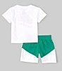 Color:Stadium Green - Image 2 - Baby Boys 12-24 Months Short Sleeve Repeating Swoosh T-Shirt & Color Block Shorts Set