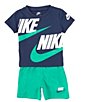 Color:Stadium Green - Image 1 - Baby Boys 12-24 Months Short Sleeve Split Futura T-Shirt & Solid Shorts Set