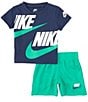 Color:Stadium Green - Image 3 - Baby Boys 12-24 Months Short Sleeve Split Futura T-Shirt & Solid Shorts Set