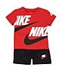 Color:Black/Red - Image 1 - Baby Boys 12-24 Months Short Sleeve Split Futura T-Shirt & Solid Shorts Set