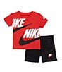 Color:Black/Red - Image 2 - Baby Boys 12-24 Months Short Sleeve Split Futura T-Shirt & Solid Shorts Set