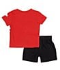 Color:Black/Red - Image 3 - Baby Boys 12-24 Months Short Sleeve Split Futura T-Shirt & Solid Shorts Set