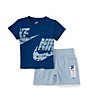 Color:Light Armory Blue - Image 1 - Baby Boys 12-24 Months Short Sleeve Wraparound Logo Jersey T-Shirt & Solid French Terry Shorts Set