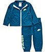 Nike Baby Boys Long-Sleeve Glow With Me Tricot Jacket & Jogger Pant Set, Color:Blue - Image 2