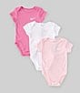 Color:Pink Foam/White/Playful Pink - Image 1 - Baby Newborn-9 Months Short Sleeve Bodysuit Set 3-Pack
